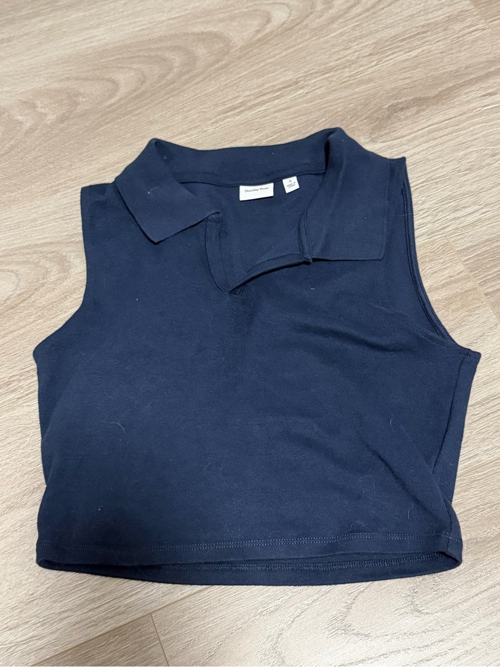 Sunday Best Sleeveless Polo Crop Top - Navy